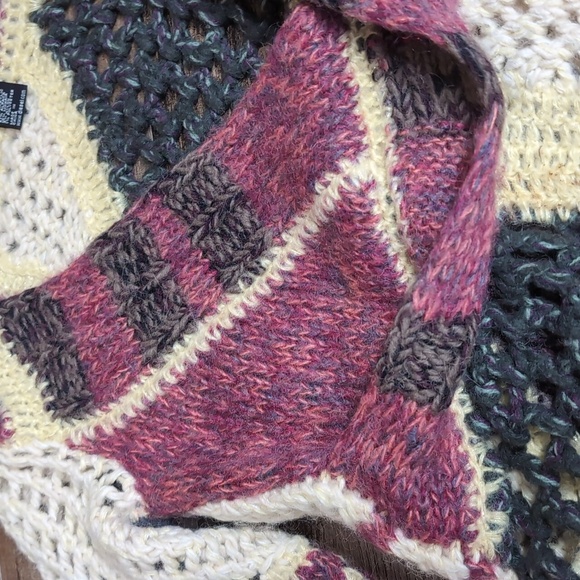 Diesel Alpaca Mohair Wool Blend Patchwork Loose Knit Wrap Sweater Size Large - Picture 5 of 10